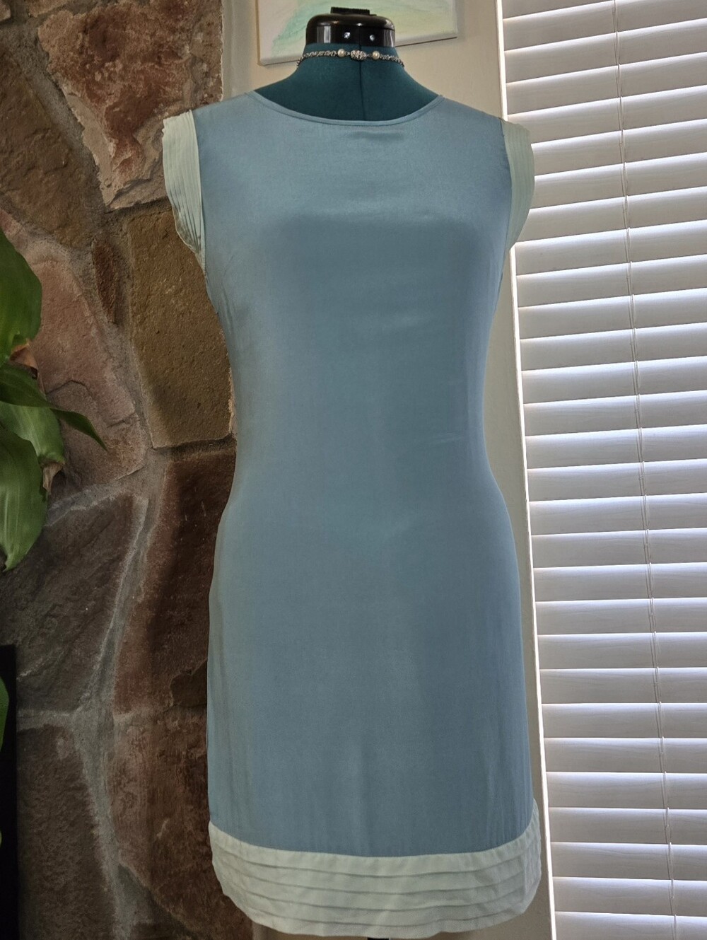 Vintage 90s Silk Mod Shift Dress - Cinderella Blue